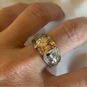 Citrine cubic zirconia ring size 7